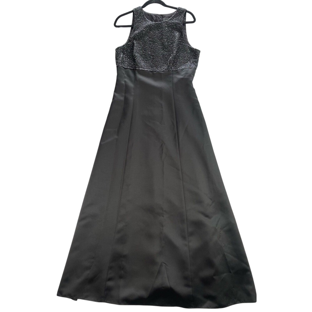 JS Boutique Dress‎ 12 Black Beaded Bodice Formal Gown Long Maxi Evening MOB